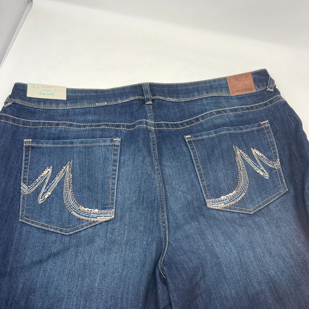 NWT Maurices Blue Jeans Mid Rise Slim Boot Size 22W Short - Picture 6 of 11